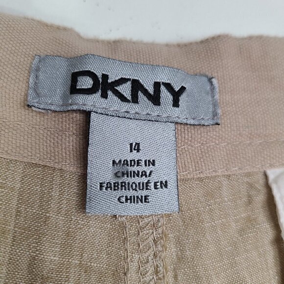 Vintage DKNY Linen Lagenlook Tan Beige Flowy Ankle Crop Pants - Picture 8 of 9